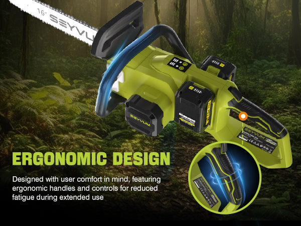 SEYVUM 40V Chainsaw Cordless 16 Inch, Electric Chain Saw with Tool-free Chain Tension, Auto Oiling, Battery Chainsaws with 2 * 4.0Ah Batteries & Charger for Wood/Tree Cutting, Pruning