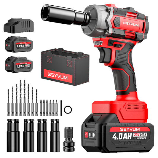 Cordless Impact Wrench, 1/2" Impact Gun, Max Torque 440 Ft-lbs (600 N.m) Heavy Duty Cordless Impact Driver, 3500 RPM Electric Impact Drill, 20V Brushless, 2x4.0Ah Li-ion Battery, 5Pcs Impact