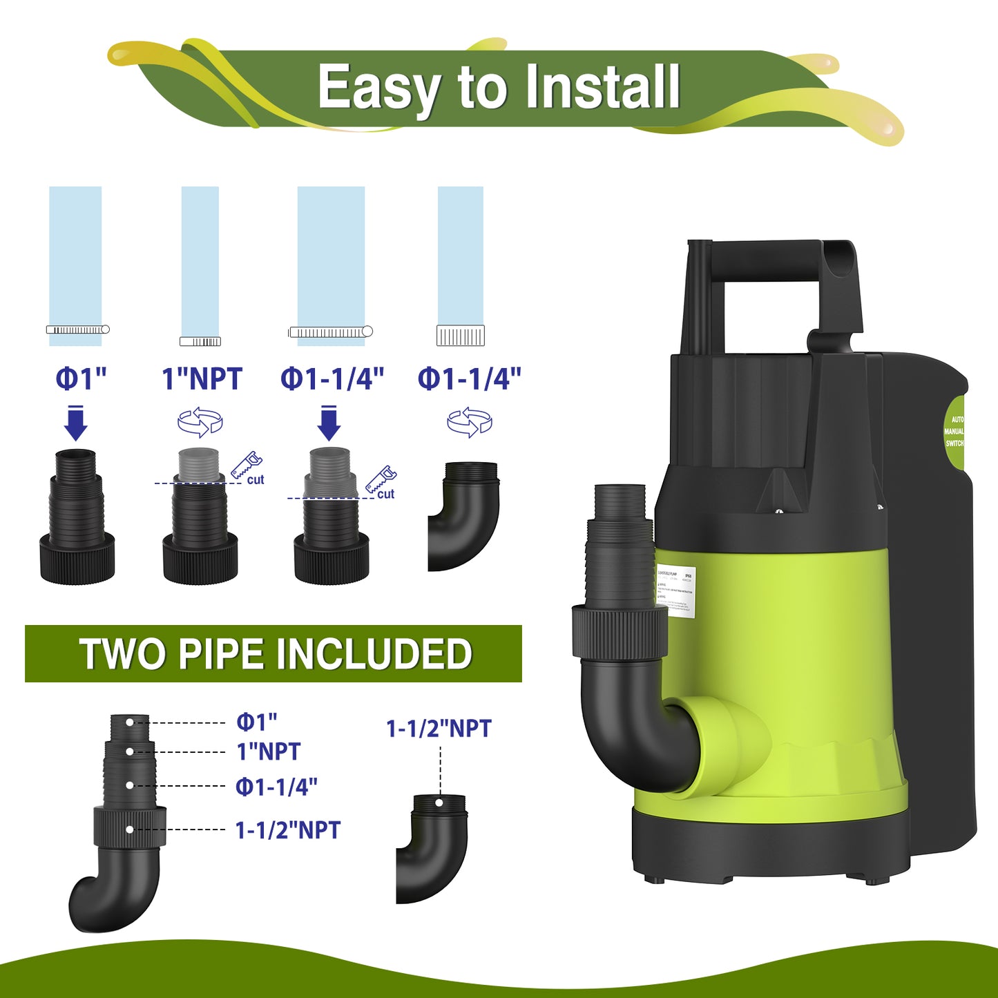 1/2HP Submersible Sump Pump JDP400-Q