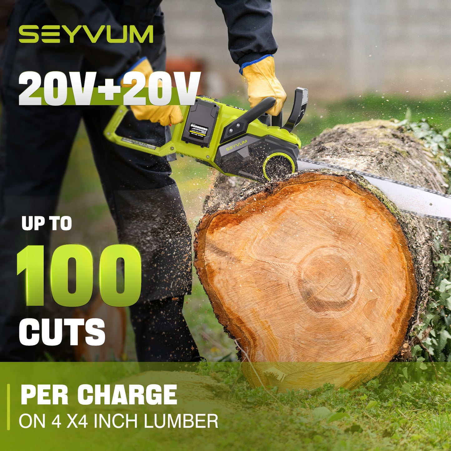 SEYVUM 40V Chainsaw Cordless 16 Inch, Electric Chain Saw with Tool-free Chain Tension, Auto Oiling, Battery Chainsaws with 2 * 4.0Ah Batteries & Charger for Wood/Tree Cutting, Pruning
