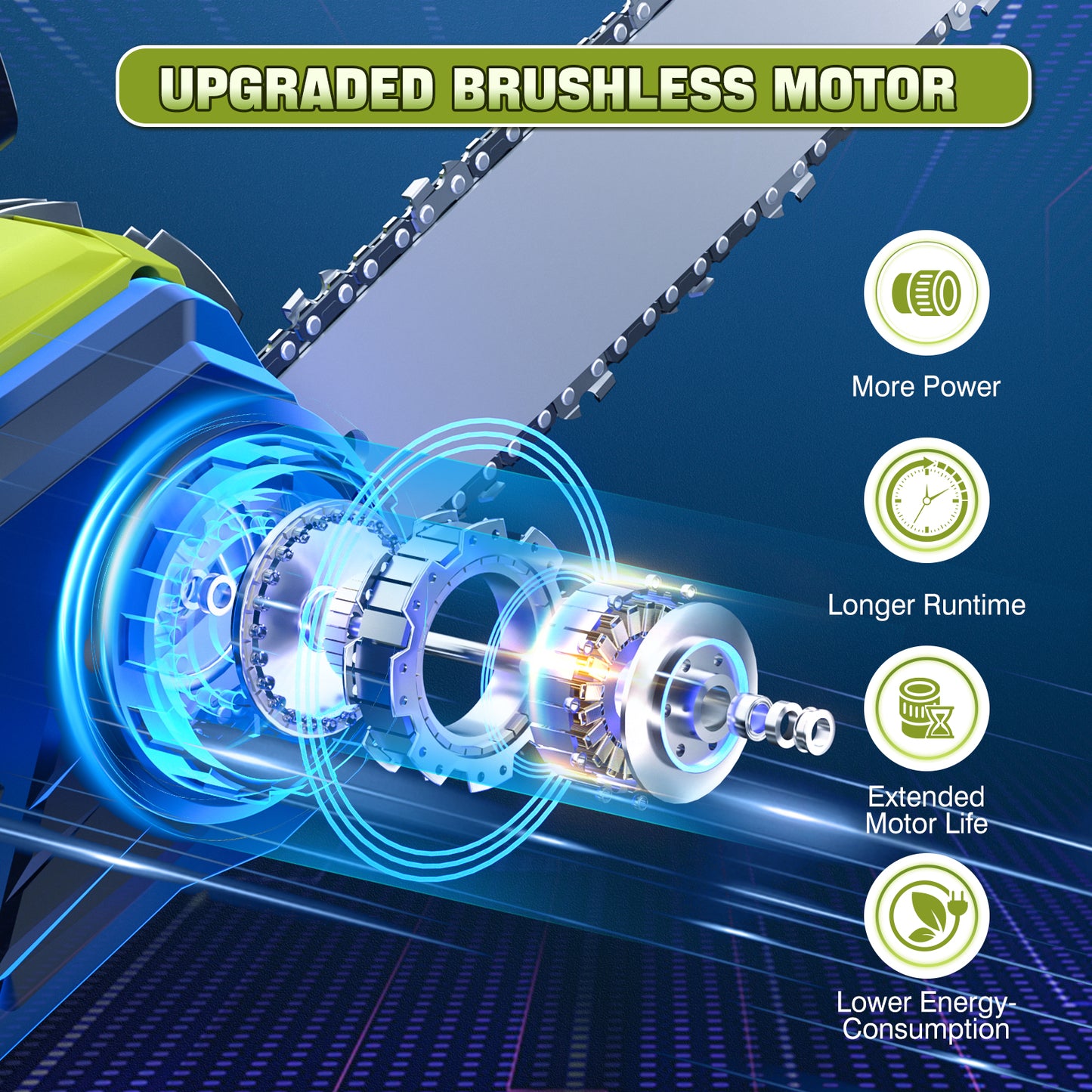 SEYVUM 40V Chainsaw Cordless 16 Inch, Electric Chain Saw with Tool-free Chain Tension, Auto Oiling, Battery Chainsaws with 2 * 4.0Ah Batteries & Charger for Wood/Tree Cutting, Pruning