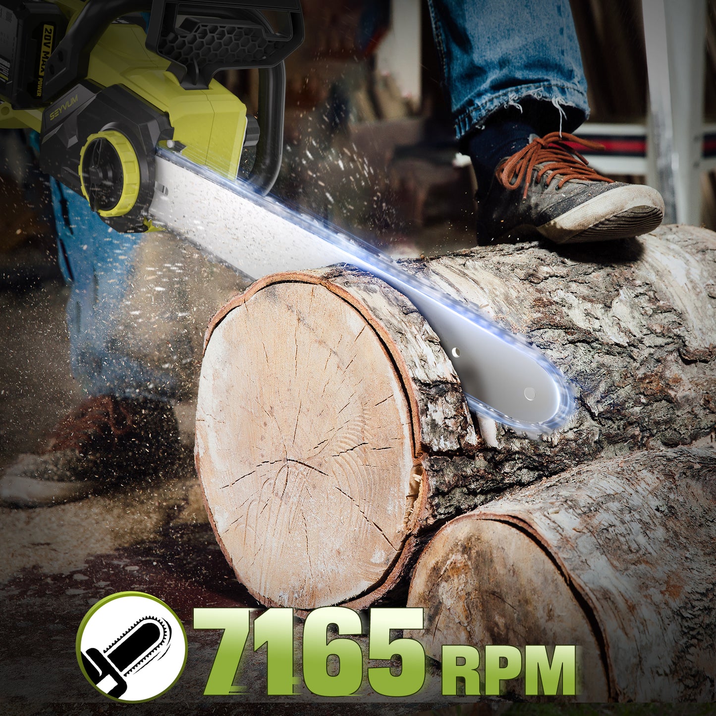 SEYVUM 40V Chainsaw Cordless 16 Inch, Electric Chain Saw with Tool-free Chain Tension, Auto Oiling, Battery Chainsaws with 2 * 4.0Ah Batteries & Charger for Wood/Tree Cutting, Pruning