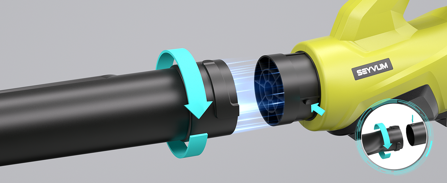 SEYVUM Leaf Blower Cordless 40V - 650CFM 200MPH Brushless Electric Leaf Blower with 2 X 5.0Ah Battery & Charger, Blowers for Lawn Care High-Power 3 Variable Speed & Turbine Power Boost, Lightweight