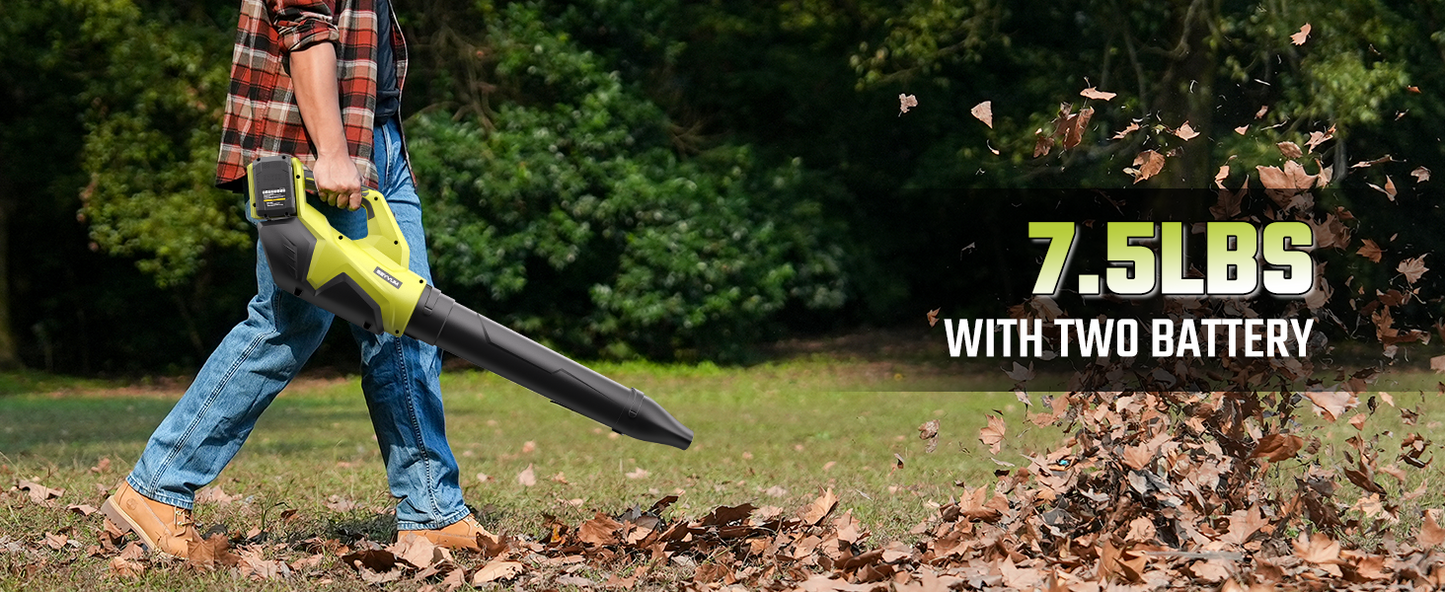 SEYVUM Leaf Blower Cordless 40V - 650CFM 200MPH Brushless Electric Leaf Blower with 2 X 5.0Ah Battery & Charger, Blowers for Lawn Care High-Power 3 Variable Speed & Turbine Power Boost, Lightweight