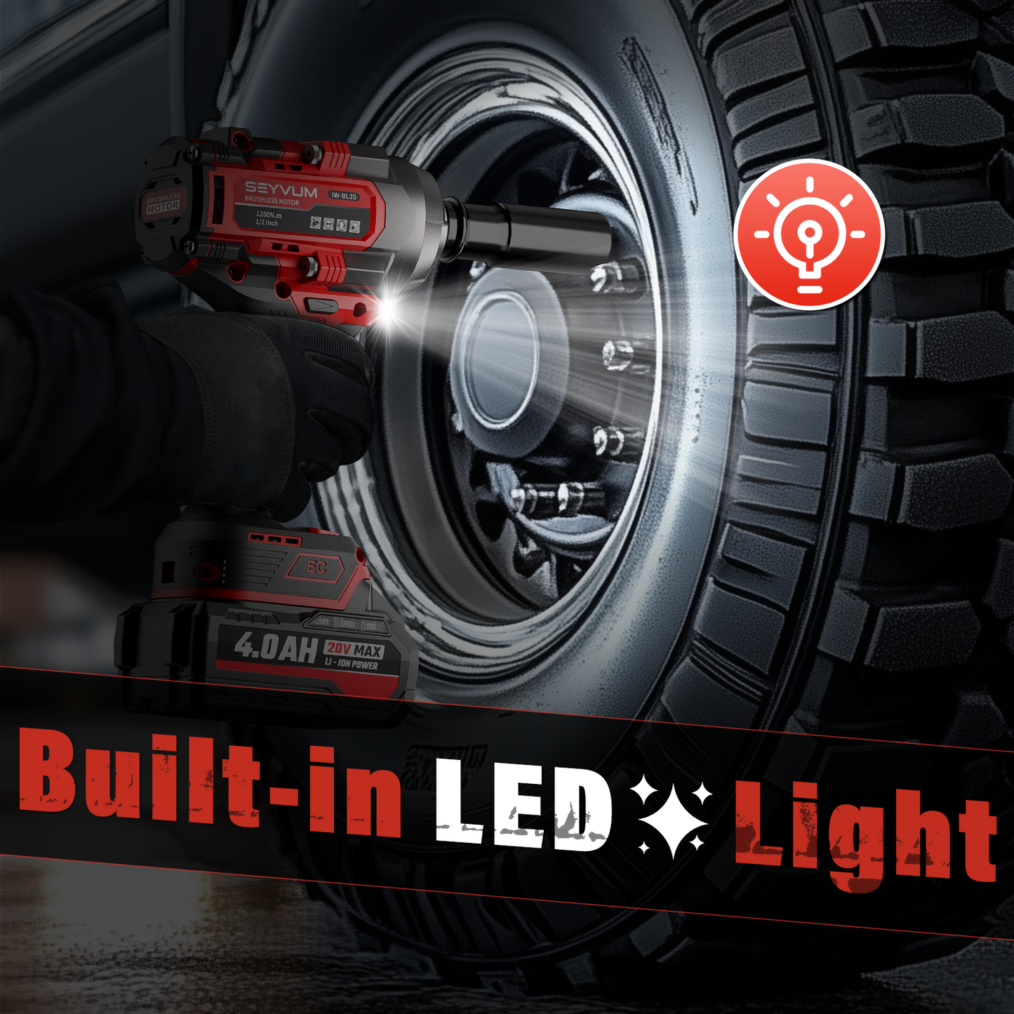 Cordless Impact Wrench 1/2 Inch, 900Ft-lbs (1200N.m) Brushless Impact Gun, 20V High Torque Power Impact Driver, 3500RPM w/ 2x 4.0 Battery, 3 Variable Speeds for Car/Truck RV/Mower