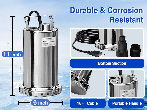 1HP Stainless Submersible  Pump JDP750S-1