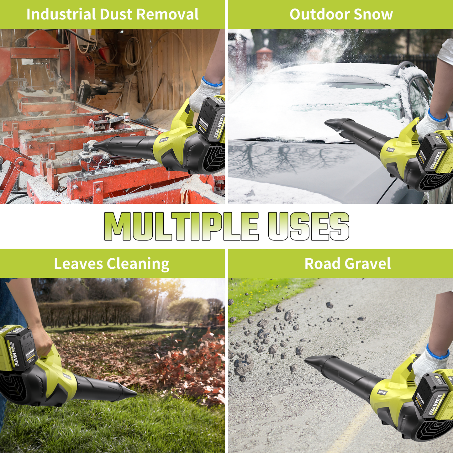 SEYVUM Leaf Blower Cordless 40V - 650CFM 200MPH Brushless Electric Leaf Blower with 2 X 5.0Ah Battery & Charger, Blowers for Lawn Care High-Power 3 Variable Speed & Turbine Power Boost, Lightweight