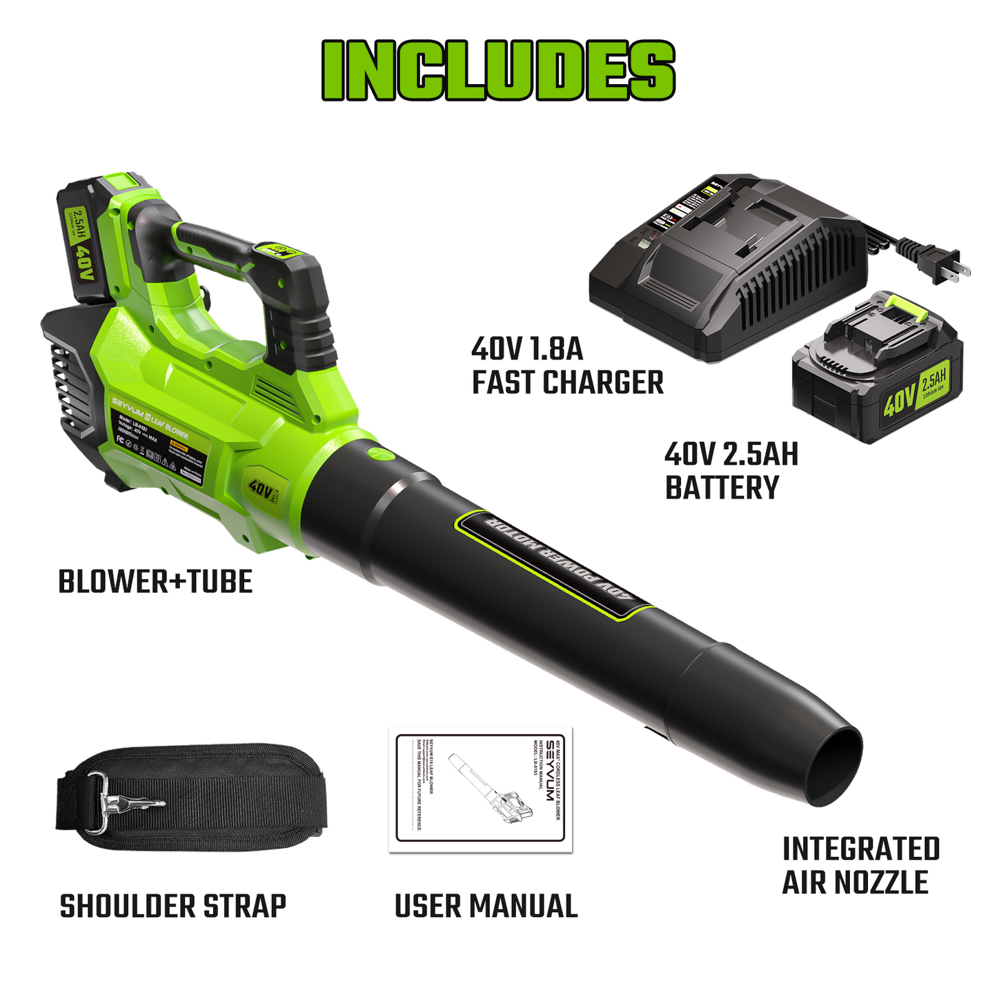 SEYVUM 40V Leaf Blower Cordless - 600CFM