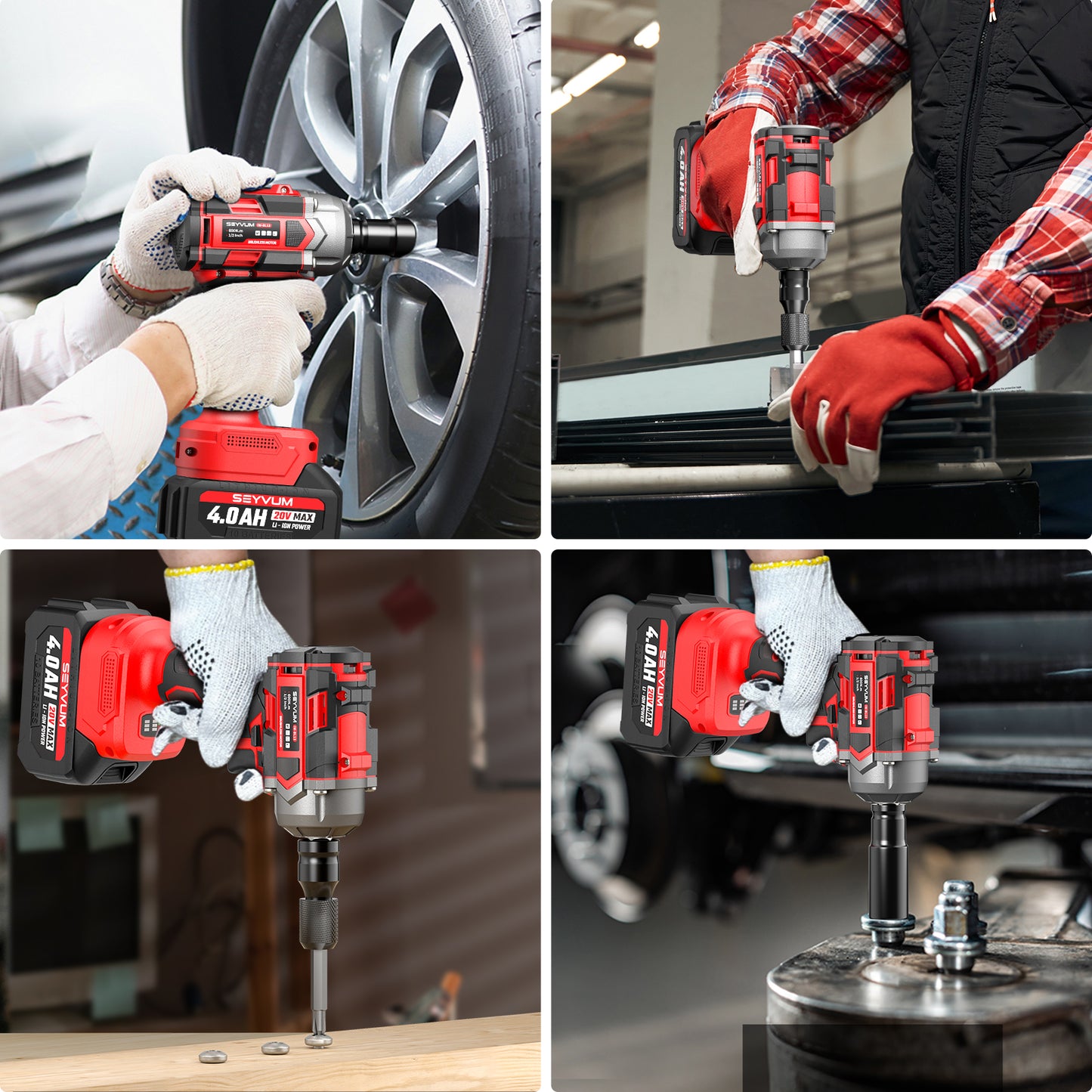 Cordless Impact Wrench, 1/2" Impact Gun, Max Torque 440 Ft-lbs (600 N.m) Heavy Duty Cordless Impact Driver, 3500 RPM Electric Impact Drill, 20V Brushless, 2x4.0Ah Li-ion Battery, 5Pcs Impact