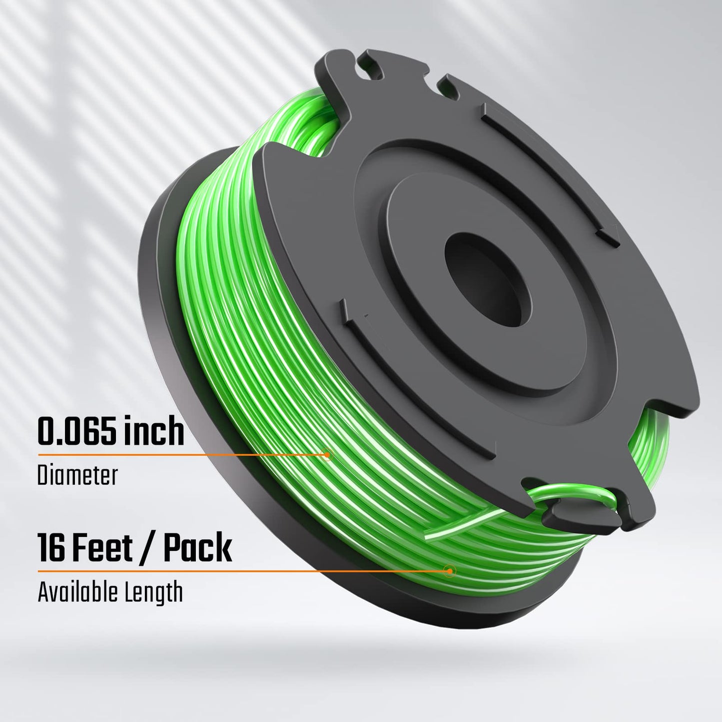 SEYVUM Trimmer Spool Line, Edger Spool Line, 0.065-inch Weed Eater Spool, 3-Pack 16 ft Weed Wacker Lines, Replacement Cap Included