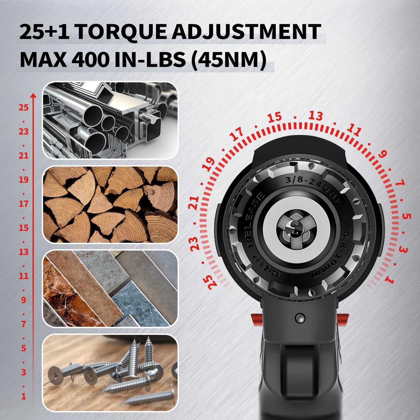 21V Cordless Drill Set 400 In-lb Torque