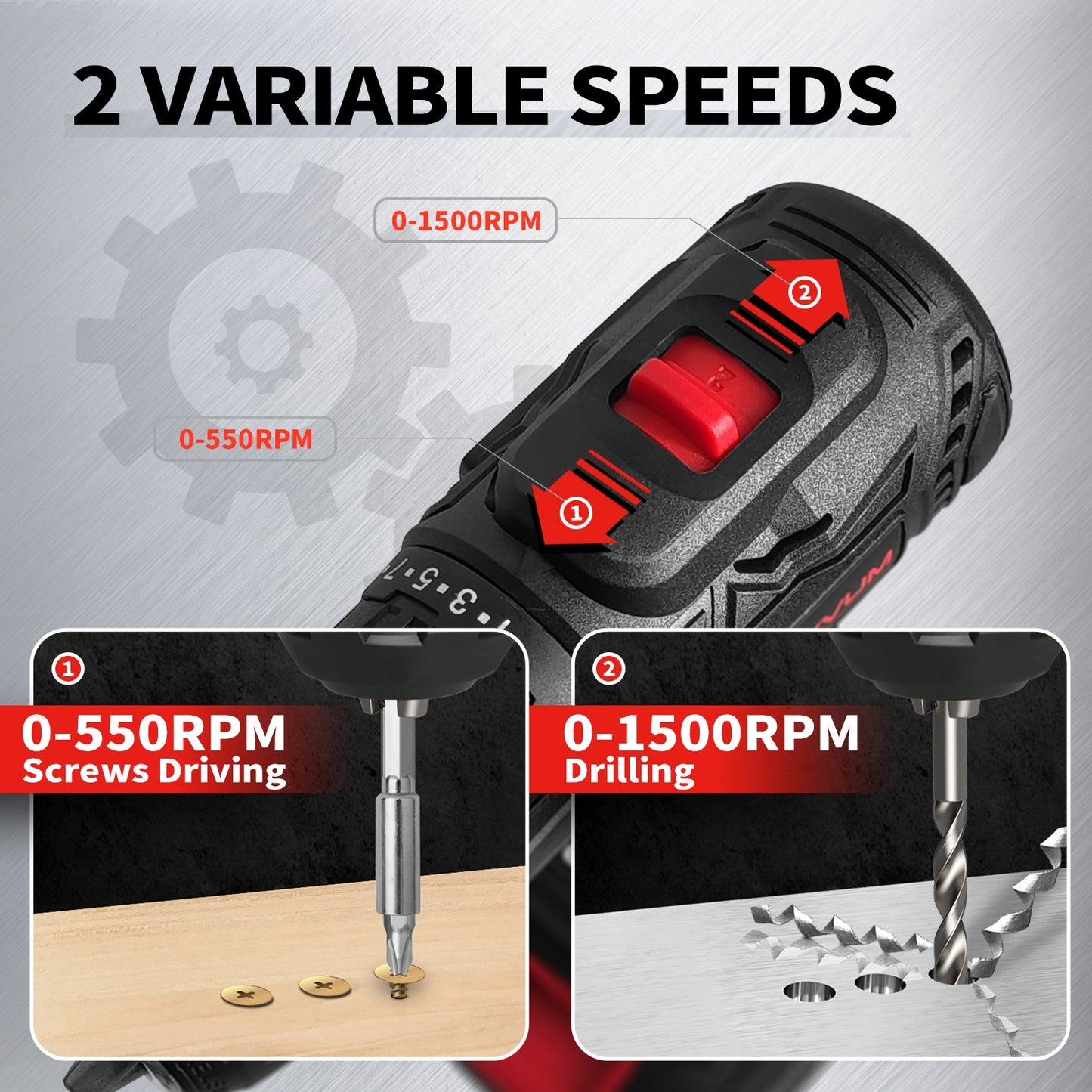 21V Cordless Drill Set 400 In-lb Torque