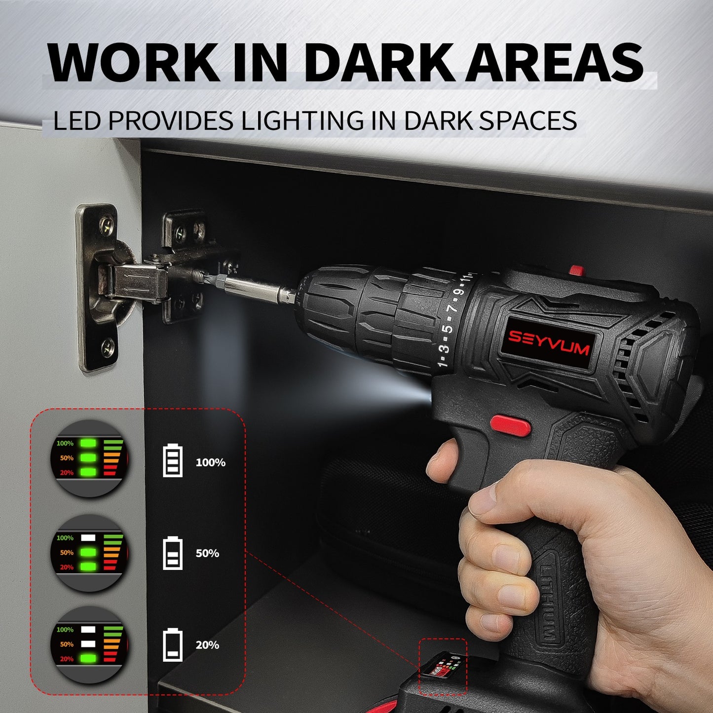 21V Cordless Drill Set 400 In-lb Torque