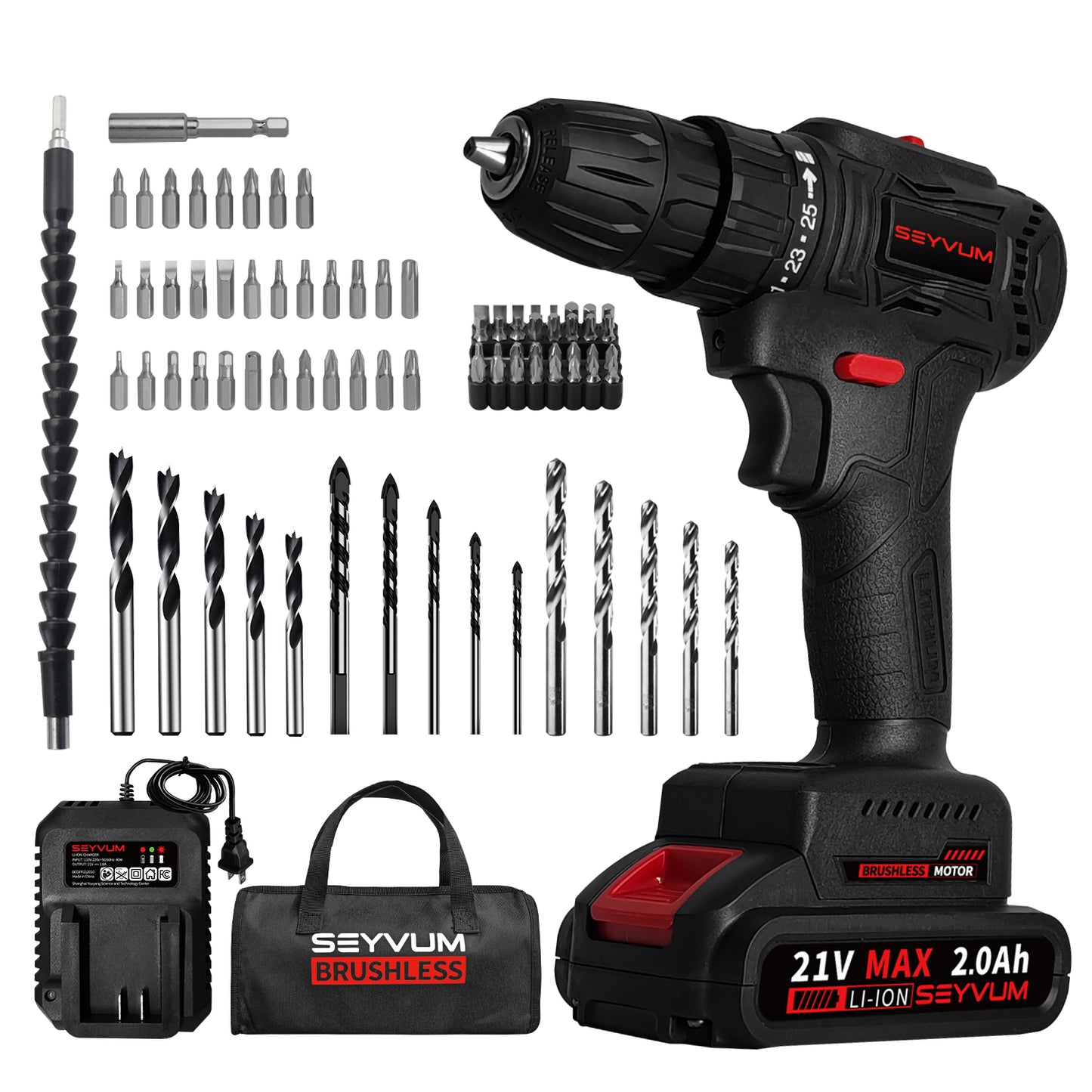 21V Cordless Drill Set 400 In-lb Torque