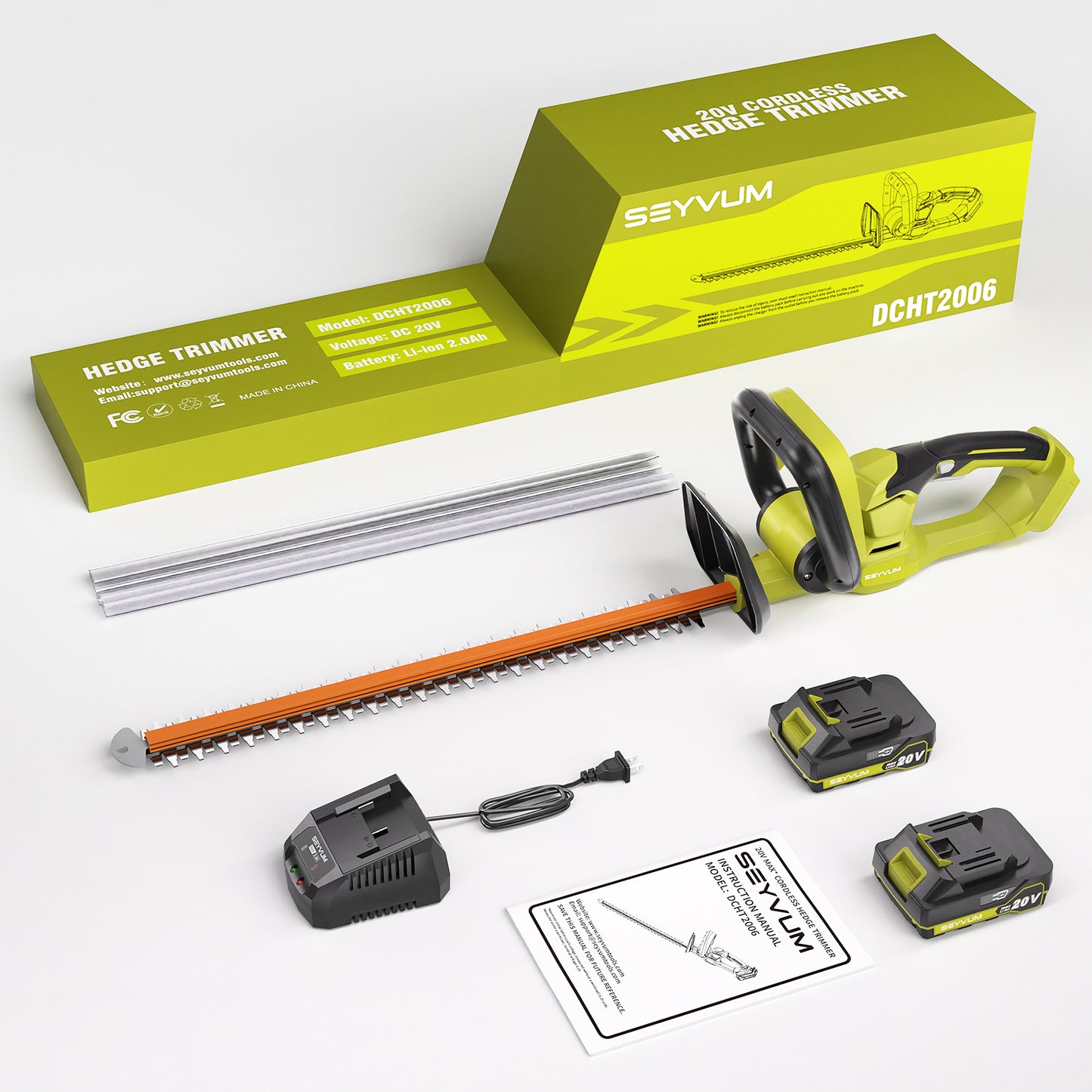 SEYVUM 22-inch Cordless Hedge Trimmer