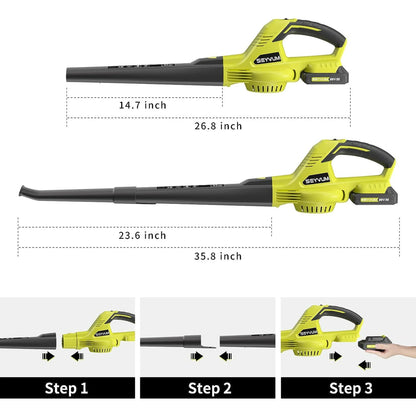 Lightweight 20V Cordless Leaf Blower - 320 CFM, 150 MPH Electric Blower for Lawn & Yard Care, Snow Blowing - Includes 2x 2.0Ah Batteries & Charger