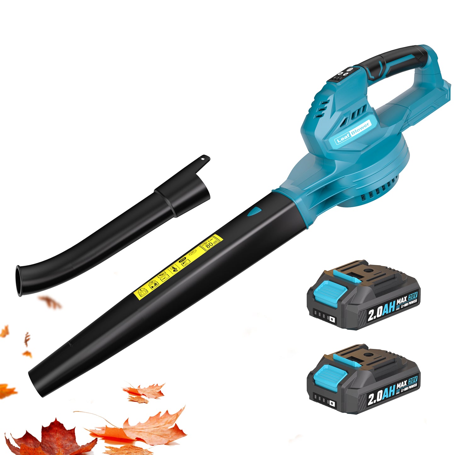 Cordless Leaf Blower - 20V Electric Leaf Blower with 2 X 2.0Ah Batteries and Charger, 3 Speed Mode, Lightweight Battery Powered Leaf Blowers for Lawn Care, Blowing Leaves and Dust, etc.