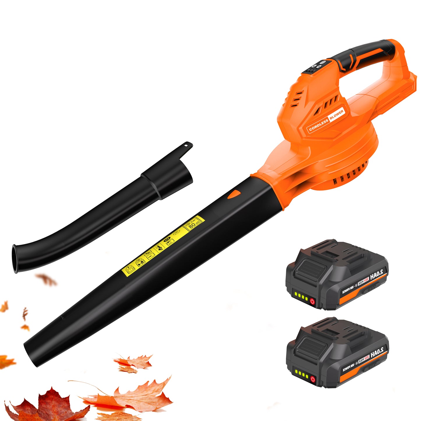 Cordless Leaf Blower - 20V Electric Leaf Blower with 2 X 2.0Ah Batteries and Charger, 3 Speed Mode, Lightweight Battery Powered Leaf Blowers for Lawn Care, Blowing Leaves and Dust, etc.