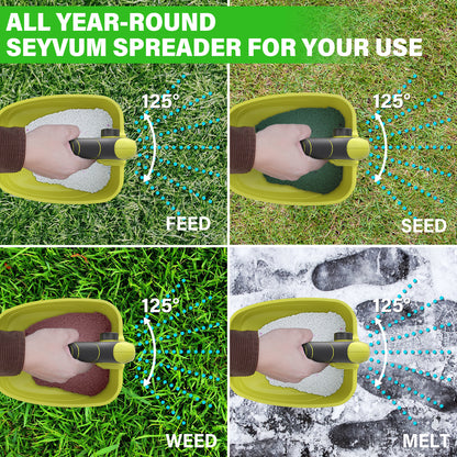 SEYVUM Hand-Held Spreader, Rechargeable Seed Spreader for Year-Round, Covers Up to 7,500 sq. ft. Yard Spreader for Grass Seed, Fertilizer, Salt and Ice Melt