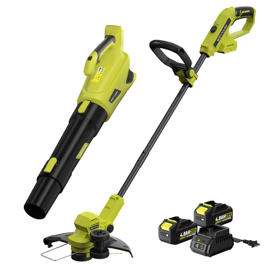 20V Cordless Lawn Care Combo Kit - 12" String Trimmer &amp; Weed Trimmer with 6 Spool Lines, Electric Leaf Blower for Edging &amp; Cleanup, 4.0Ah Battery &amp; Charger