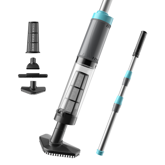 Cordless Handheld Pool and Hot Tub Vacuum, Rechargeable Spa Cleaner with 3 Brush Heads and LED Light, 90 Mins Runtime, Black