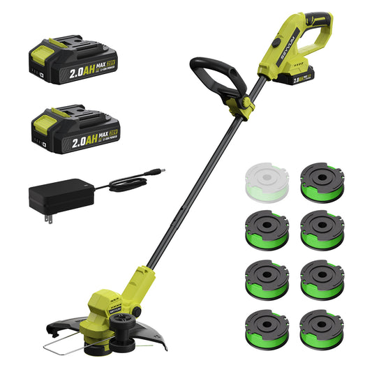 SEYVUM 20V Cordless String Trimmer, 12-inch, Cordless Weed Wacker with Auto Line Feed, 2 X 2.0Ah Battery Powered Weed Trimmer