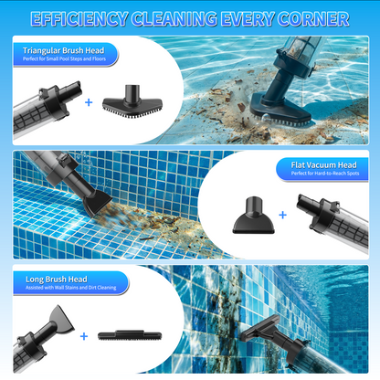 Cordless Handheld Pool and Hot Tub Vacuum, Rechargeable Spa Cleaner with 3 Brush Heads and LED Light, 90 Mins Runtime, Black