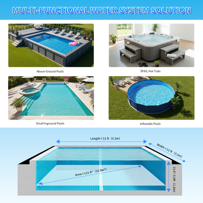 Cordless Handheld Pool and Hot Tub Vacuum, Rechargeable Spa Cleaner with 3 Brush Heads and LED Light, 90 Mins Runtime, Black