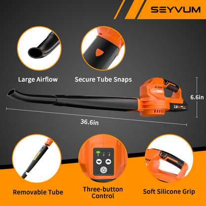 Cordless Leaf Blower - 20V Electric Leaf Blower with 2 X 2.0Ah Batteries and Charger, 3 Speed Mode, Lightweight Battery Powered Leaf Blowers for Lawn Care, Blowing Leaves and Dust, etc.