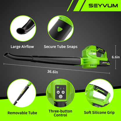 Cordless Leaf Blower - 20V Electric Leaf Blower with 2 X 2.0Ah Batteries and Charger, 3 Speed Mode, Lightweight Battery Powered Leaf Blowers for Lawn Care, Blowing Leaves and Dust, etc.