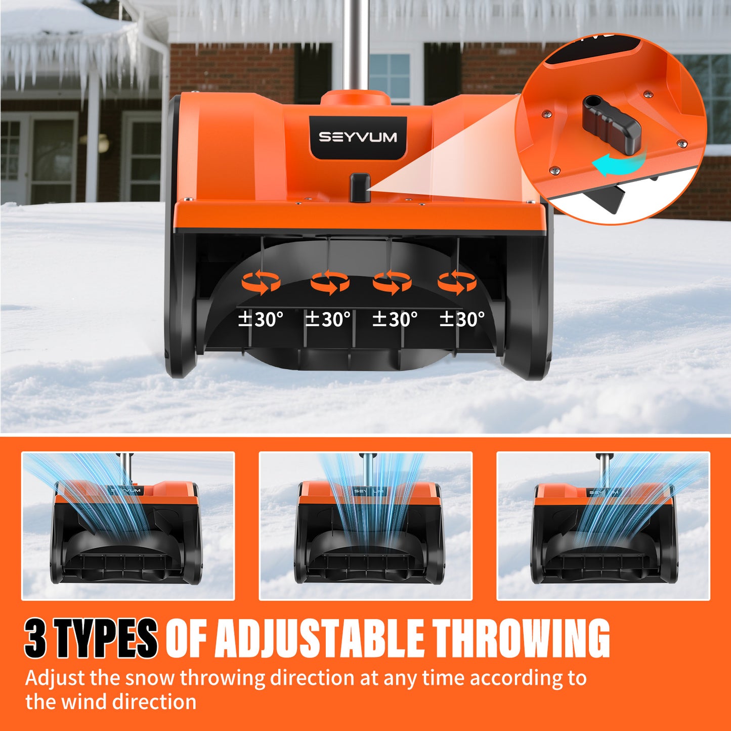 Cordless 12-Inch Snow Shovel, 20V Electric Snow Blower for Driveways, Decks & Walkways, w/ (2) 4.0Ah Batteries & Fast Charger, Up to 50 Mins Run Time, Directional