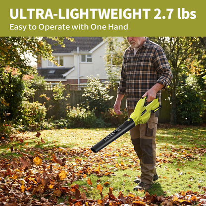 Lightweight 20V Cordless Leaf Blower - 320 CFM, 150 MPH Electric Blower for Lawn & Yard Care, Snow Blowing - Includes 2x 2.0Ah Batteries & Charger