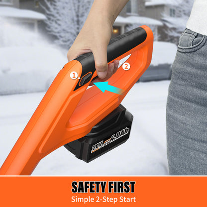 Cordless 12-Inch Snow Shovel, 20V Electric Snow Blower for Driveways, Decks & Walkways, w/ (2) 4.0Ah Batteries & Fast Charger, Up to 50 Mins Run Time, Directional