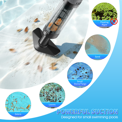 Cordless Handheld Pool and Hot Tub Vacuum, Rechargeable Spa Cleaner with 3 Brush Heads and LED Light, 90 Mins Runtime, Black