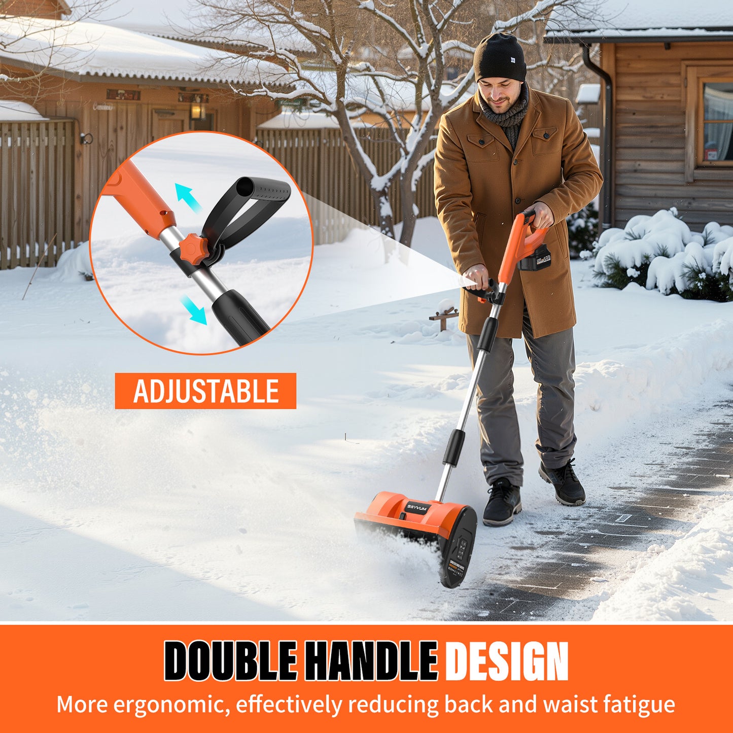 Cordless 12-Inch Snow Shovel, 20V Electric Snow Blower for Driveways, Decks & Walkways, w/ (2) 4.0Ah Batteries & Fast Charger, Up to 50 Mins Run Time, Directional