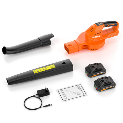 Cordless Leaf Blower - 20V Electric Leaf Blower with 2 X 2.0Ah Batteries and Charger, 3 Speed Mode, Lightweight Battery Powered Leaf Blowers for Lawn Care, Blowing Leaves and Dust, etc.