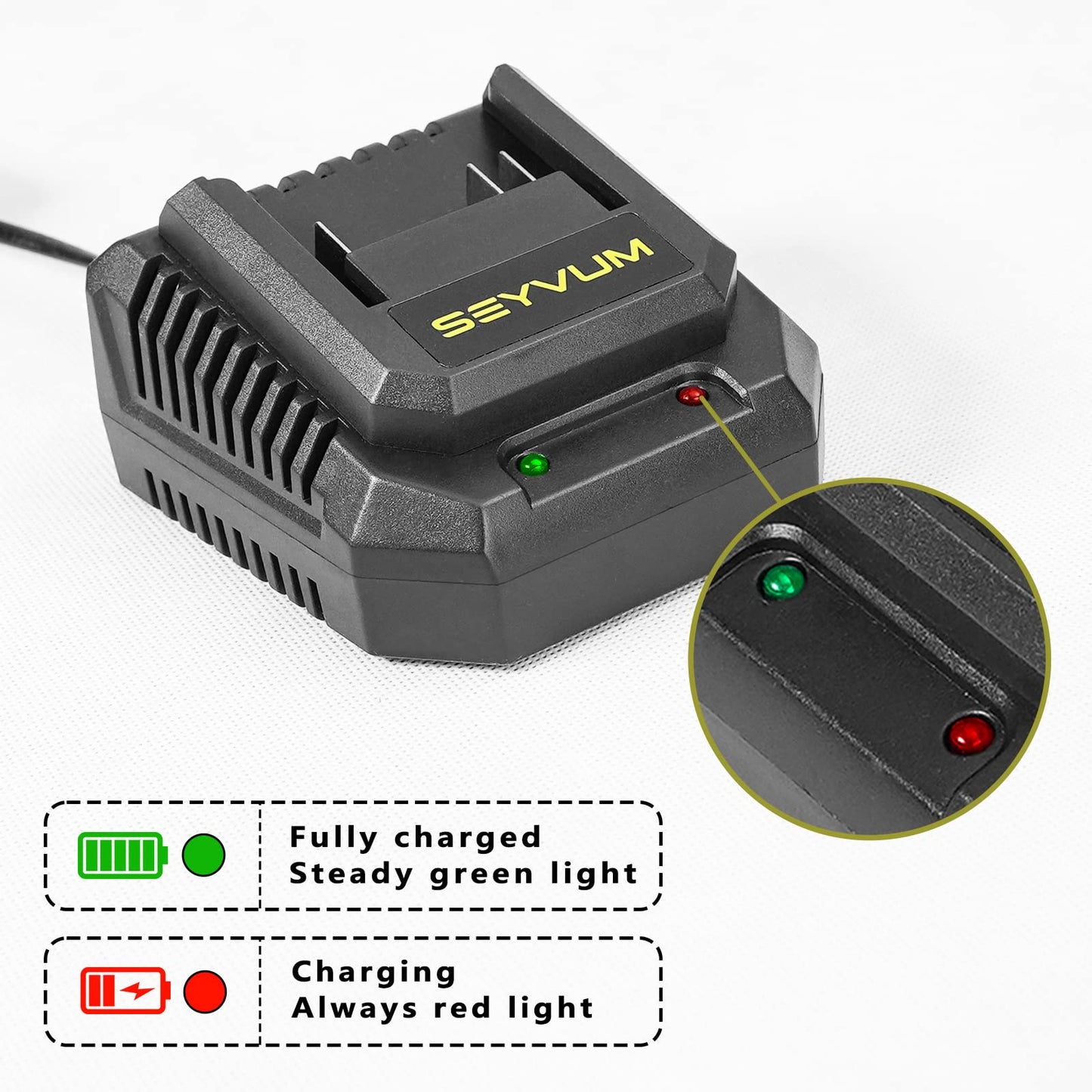 SEYVUM 2.0A Fast Charger, Replacement Charger for LB-8189 and LB-8190 Leaf Blower