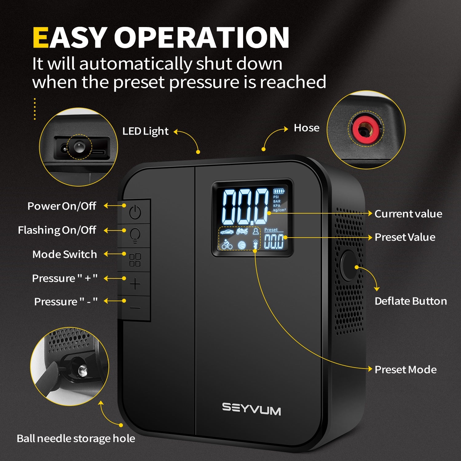 Tire Inflator Portable Air Compressor – SEYVUM