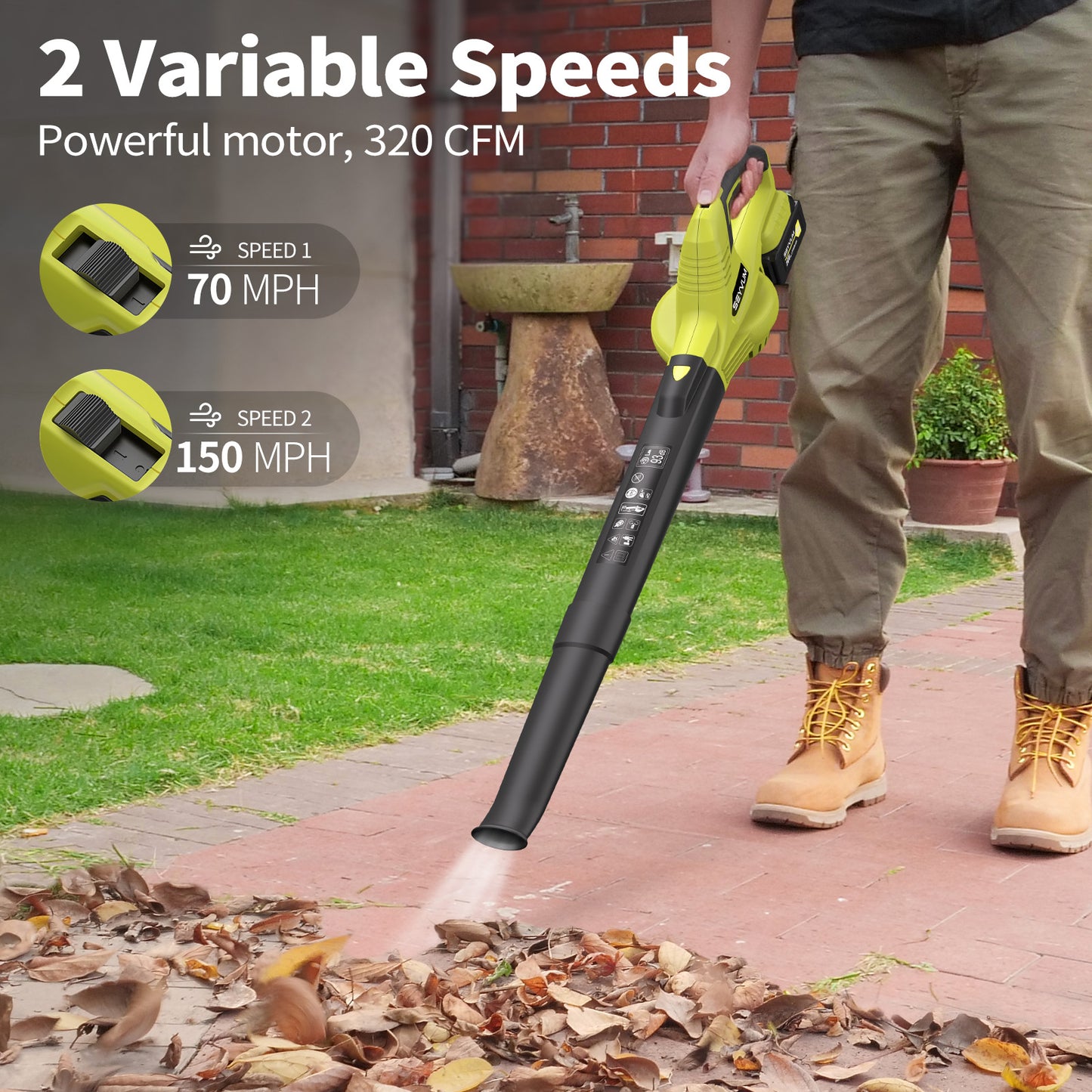 Cordless Leaf Blower with 5.0 Ah Large Capacity Battery