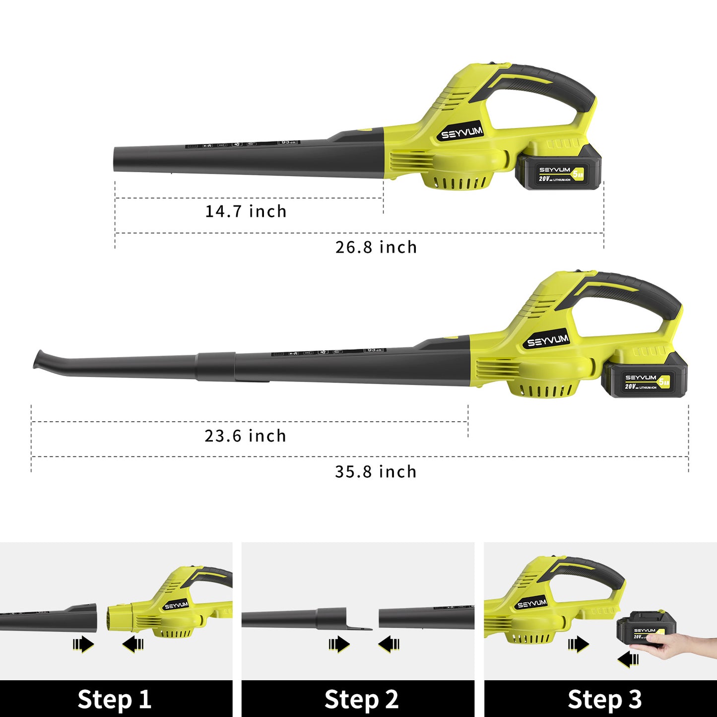 Cordless Leaf Blower with 5.0 Ah Large Capacity Battery