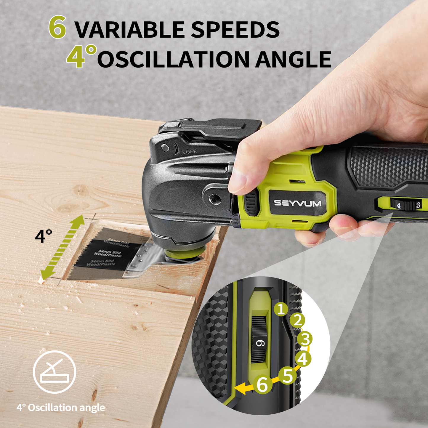 Oscillating Tool Kit, SEYVUM Brushless & Cordless Oscillating Saw