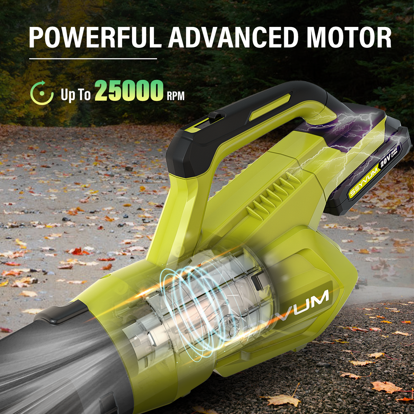 500CFM 165MPH 20V Leaf Blower Cordless with 2 X 2.0 Battery & Charger