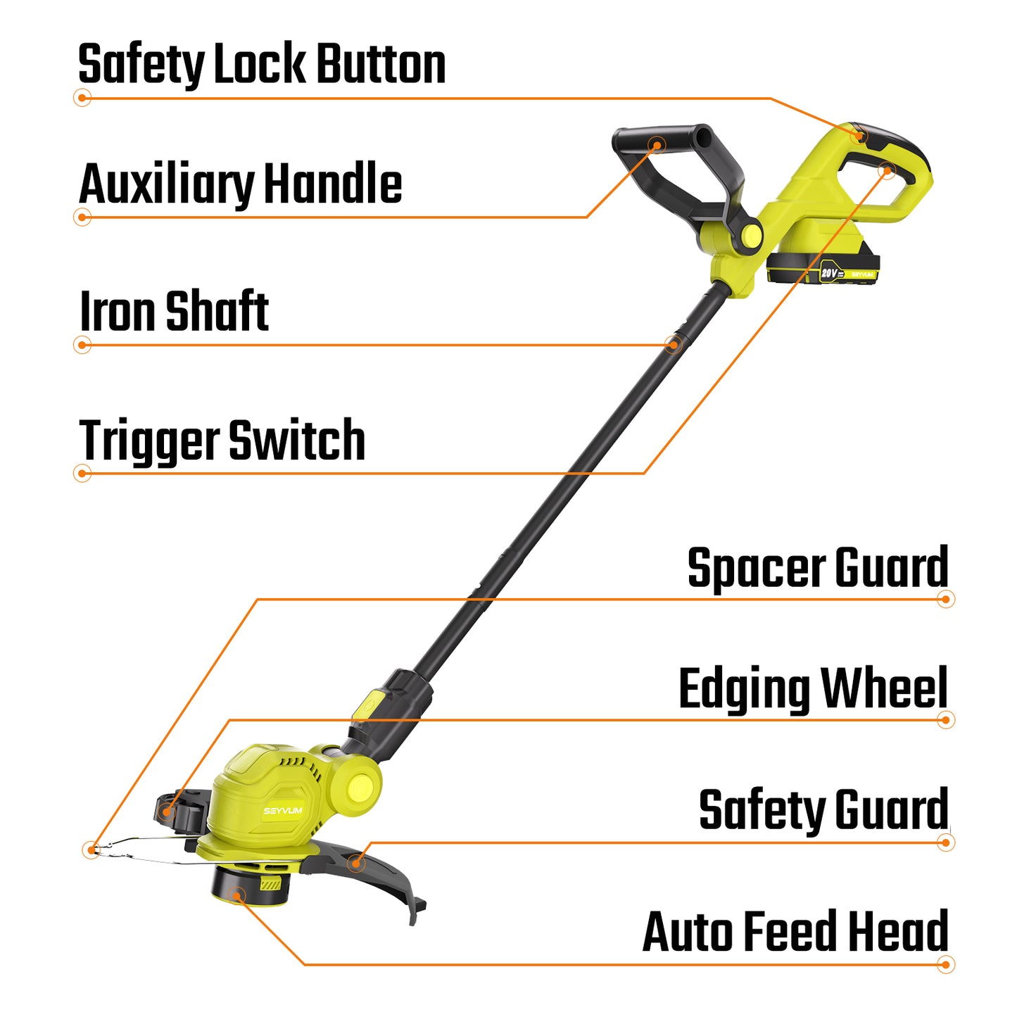 SEYVUM 12-inch Cordless String Trimmer