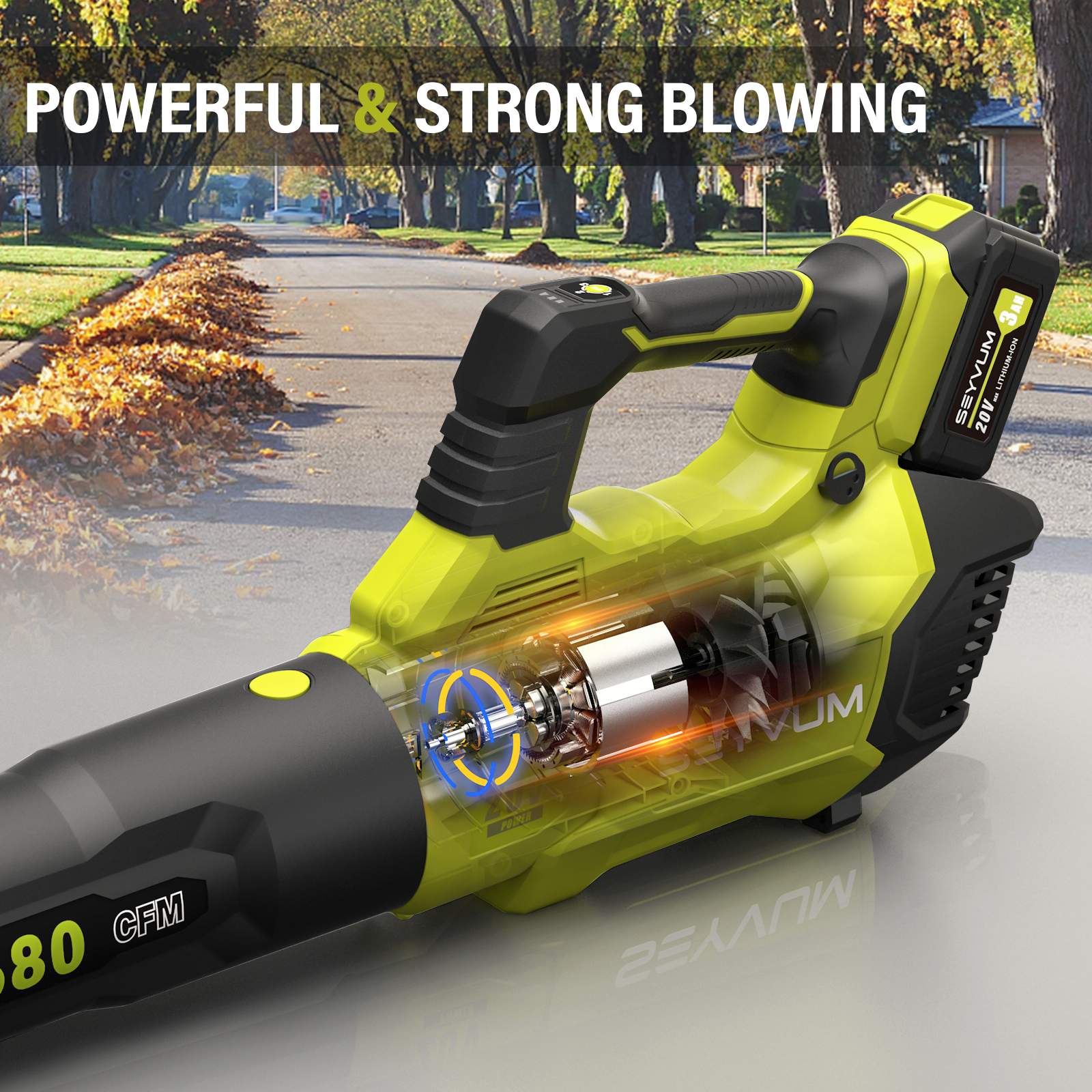 20V Cordless Leaf Blower With Lithium Battery And Charger Low