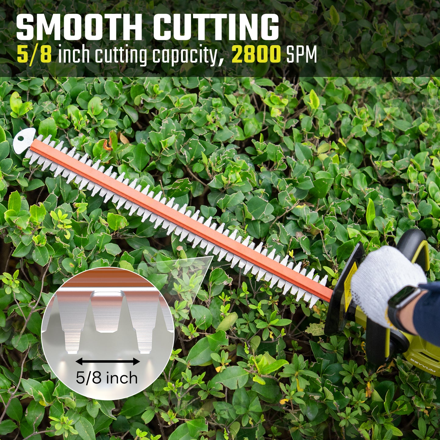 SEYVUM 22-inch Cordless Hedge Trimmer